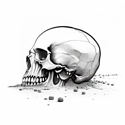 Skull With Number 32 Integrated Into A Muddy Offroad Track