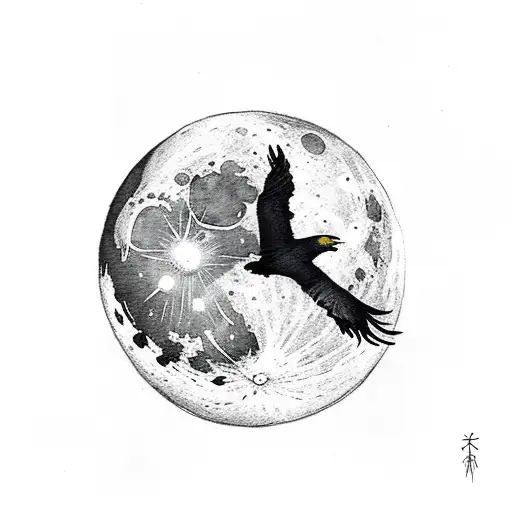 Moon With Crow