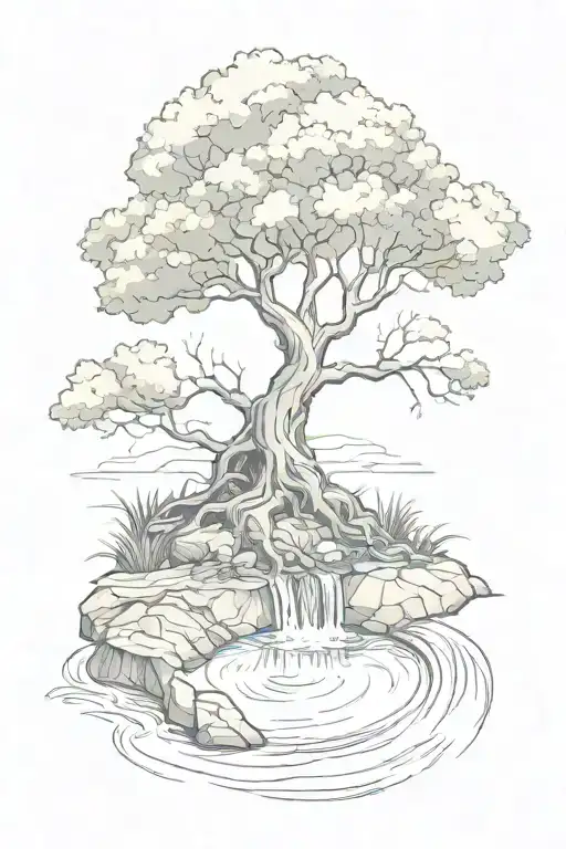 A Tree Planted By A Brook That Reflects Its Deep Roots