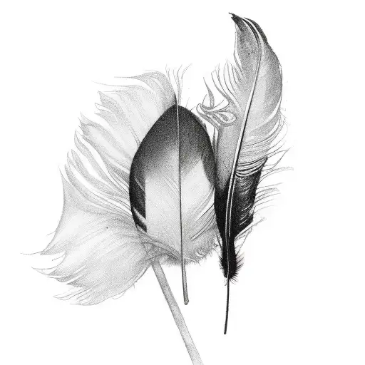 Single Black Feather With White Spot