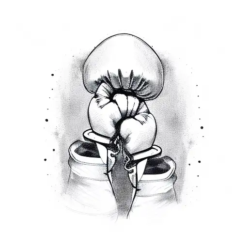 A Sketch-style Portrait Of The Client Wearing Boxing Gloves And Holding A Deck Of Cards
