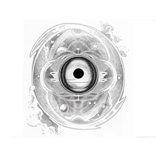 A Space-themed Sleeve Featuring A Black Hole At The Center