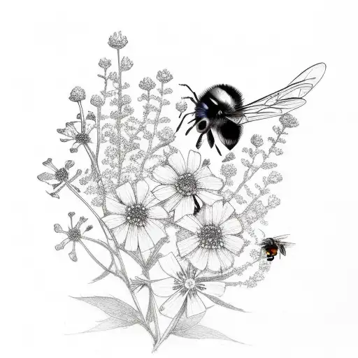 Wild Flowers With A Little Bee On It