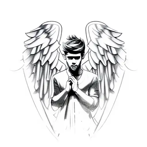 A Sketch Of One Direction Members With Angel Wings