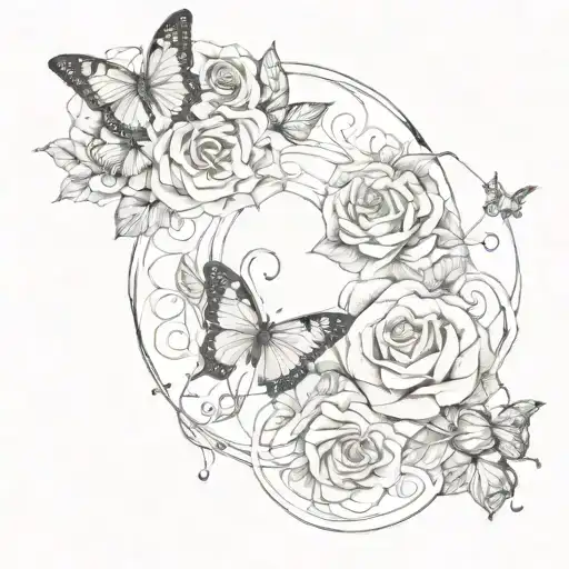 Infinity Symbol With Butterflies And Roses