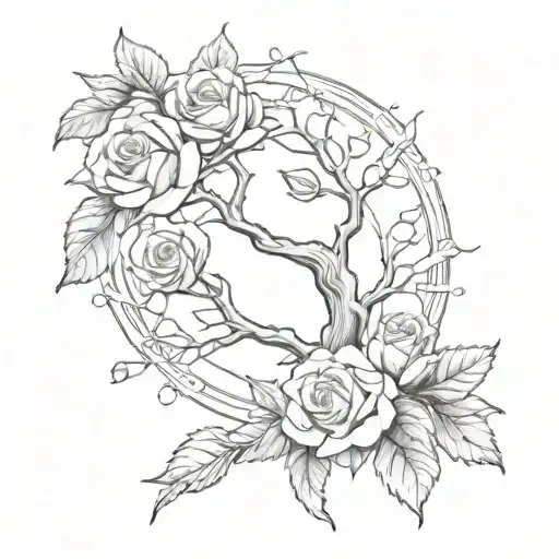 Tree And Rose Intertwined