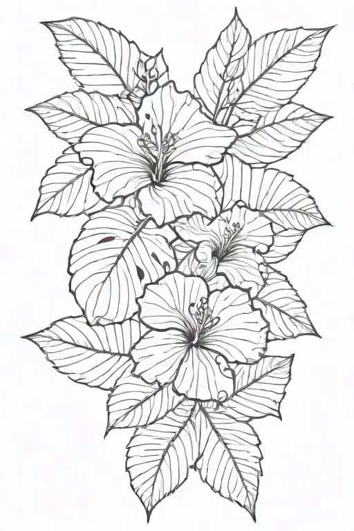 Geometric Palm Leaf With Hibiscus