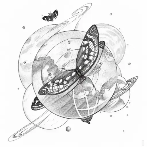 Butterflies In Space With Planets