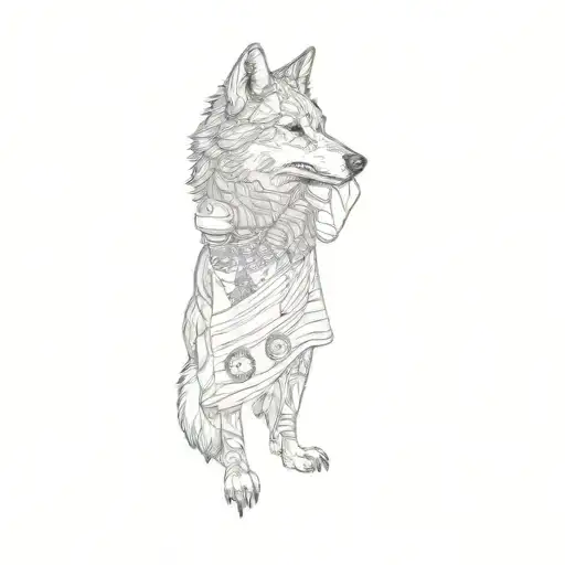 A Wolf Holding The Flag Of Turkey