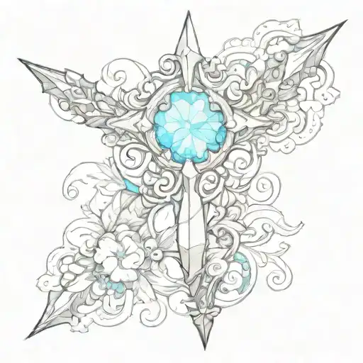 Dagger And Delicate Lace Around It With An Opal Stone On The Hilt