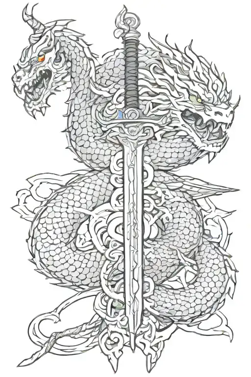 Samuari Sword With A Dragon Tattoo Design