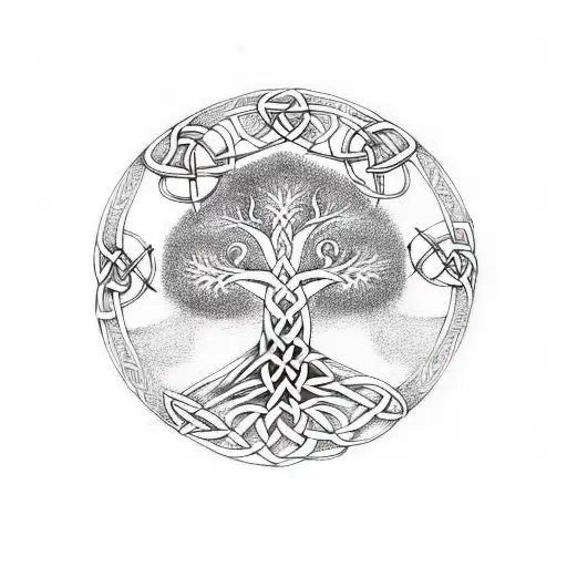 Celtic Tree Of Life With Viking Runes Incorporated