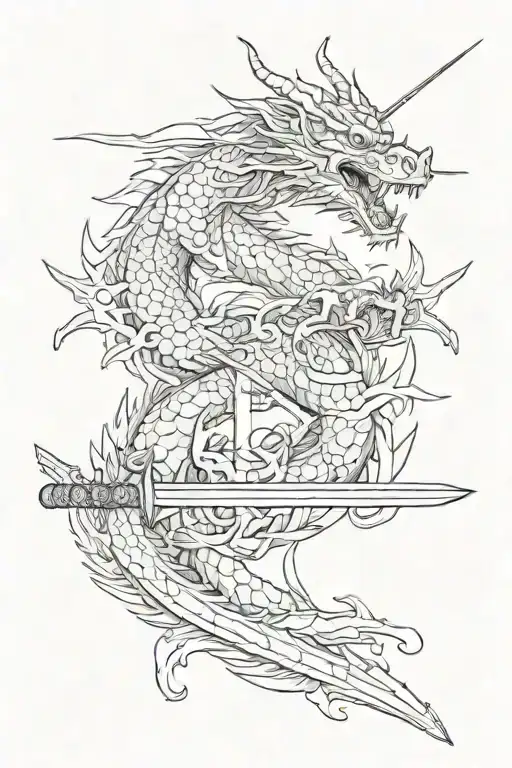 Samuari Sword With A Dragon Tattoo Design