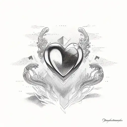 Heart Beat Line With Dimond At The End