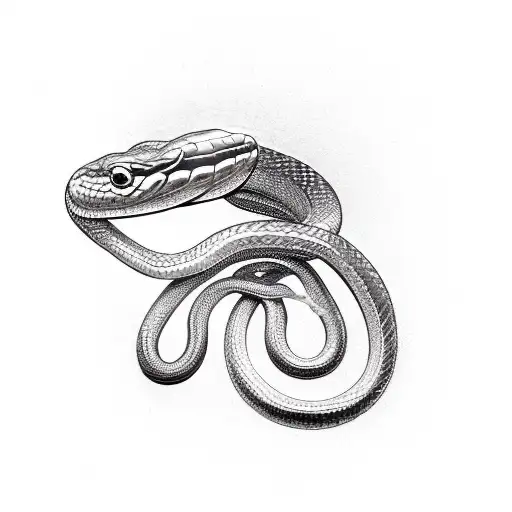 Bronze Snake Coiled On A Staff