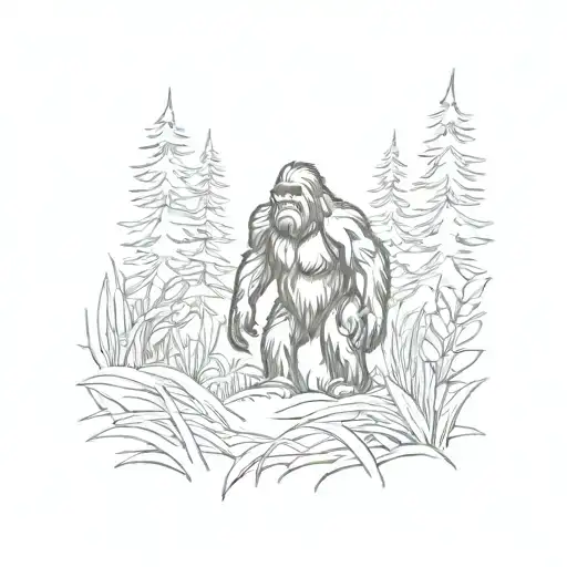 Bigfoot Peeking Thru The Grass