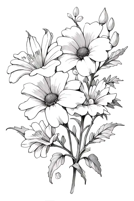 Flower Vine With 3 Daisys 1 Winter Lilly 2 Morning Glory 1 Lilly Of The Valley