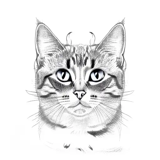 Cat In A Window Sill With A Monstera