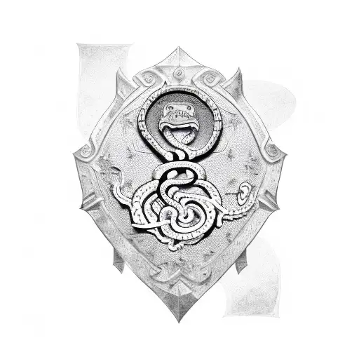 Incorporate A Roman Shield And A Snake In An Intricate Pattern
