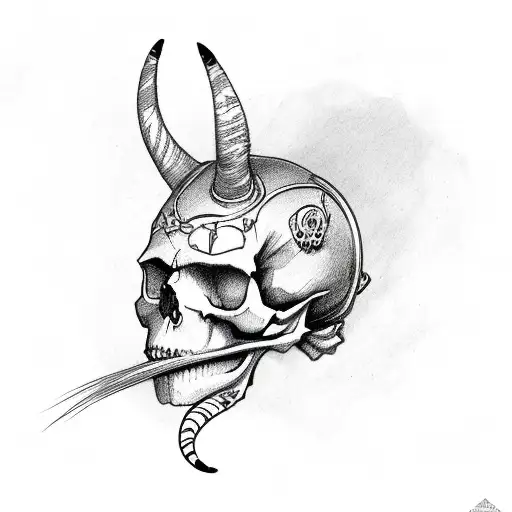 A Skull With Cat Ears And A Tail