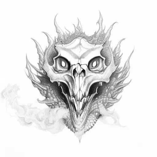 A Dragon Skull Engulfed In Billowing Smoke
