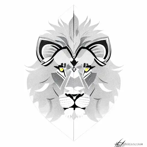 A Sketch-style Representation Of A Vigilant Lion Guarding A Mag Machine Gun