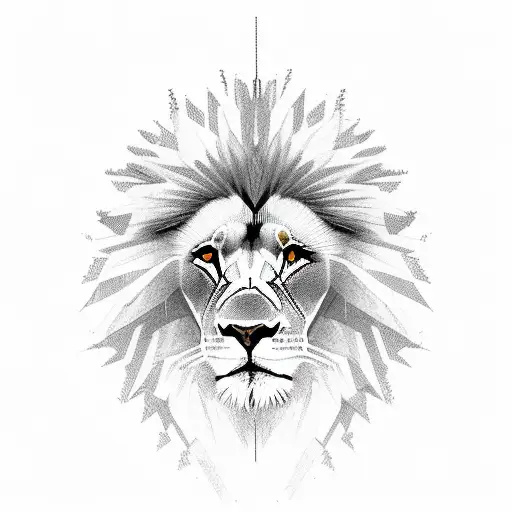 A Sketch-style Depiction Of A Vigilant Lion Overlooking A Military Base