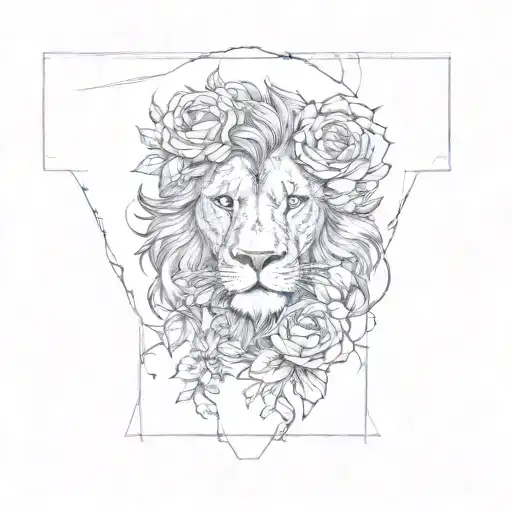 A Lion And Roses