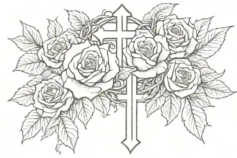 Cross And Rose Intertwined