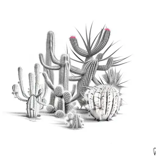 Cactus With Vines Spelling Out Verta Sanchez