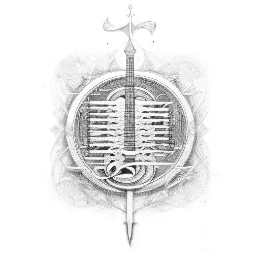 An Ankh Surrounded By A Symphony Of Musical Notes