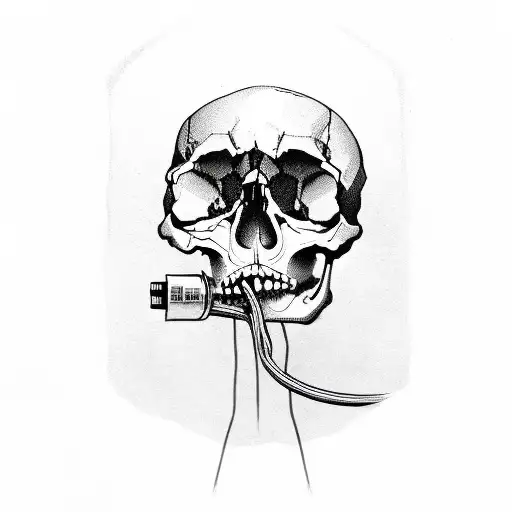 Skull Holding Wrench And Wire With 380 Volt Plug