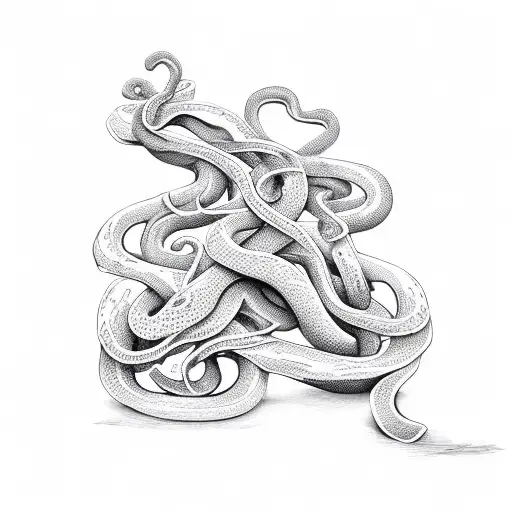 Snake Wrapped Around Honeysuckle And Vines