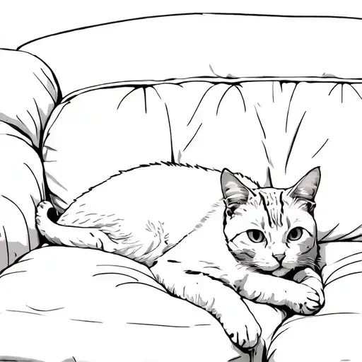 A Cat Laying On A Couch