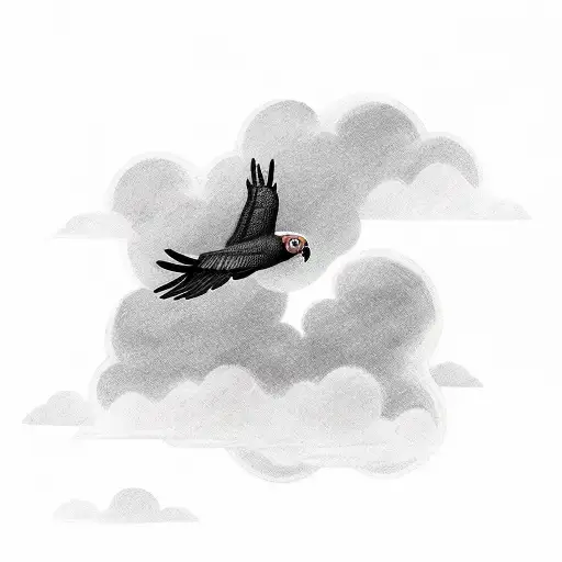 Conure Bird Flying Away Into The Clouds Never To Be See Again