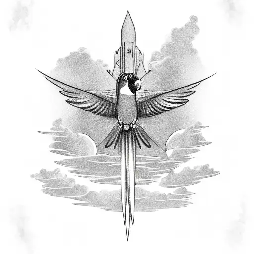 Conure Bird Flying Away Into The Heavens