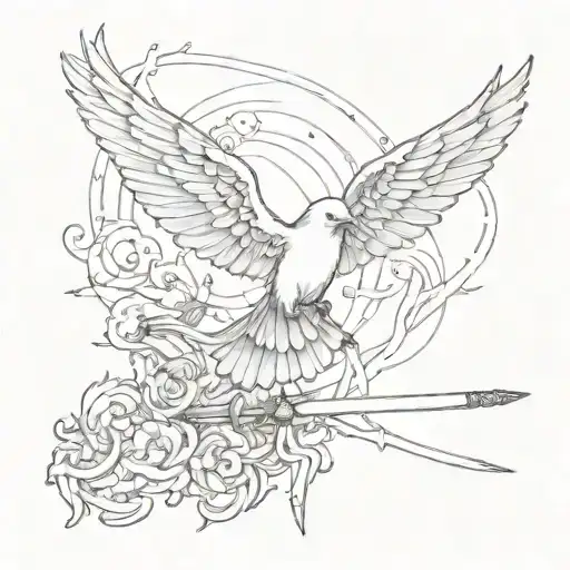 Sword And Bird Flying