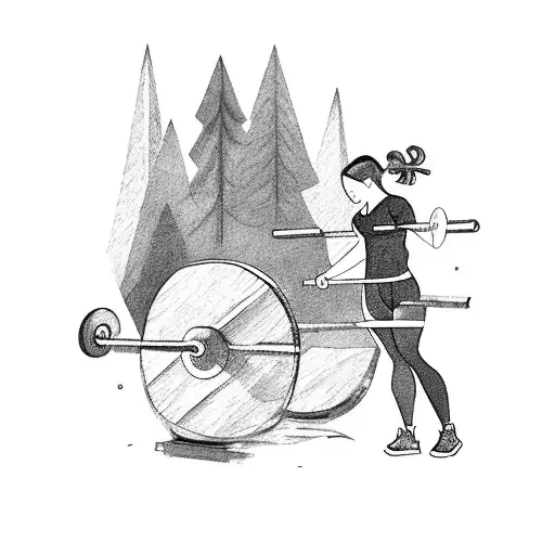 A Weightlifter Lifting A Barbell With A Forest Landscape As The Background