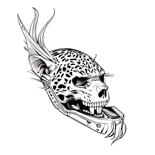 A Skull With A Jaguar Helmet
