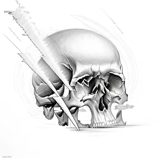 Mountain Of 30 Human Skulls In A Lightning Storm