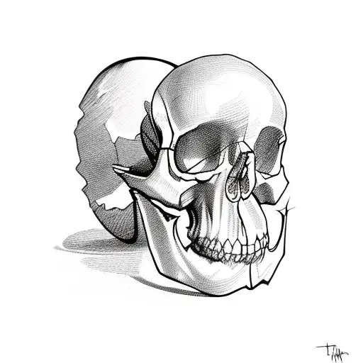 A Broken Wineglass With Skull Inside Listening To Music