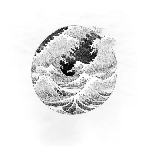 Japanese Wave Coming Out Of A Cloud