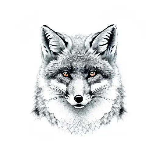 Black And White Fox Portrait