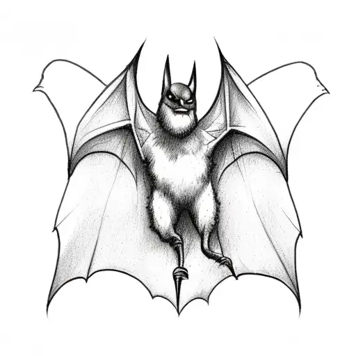 Bat With Open Wings Tramp Stamp On Lower Back