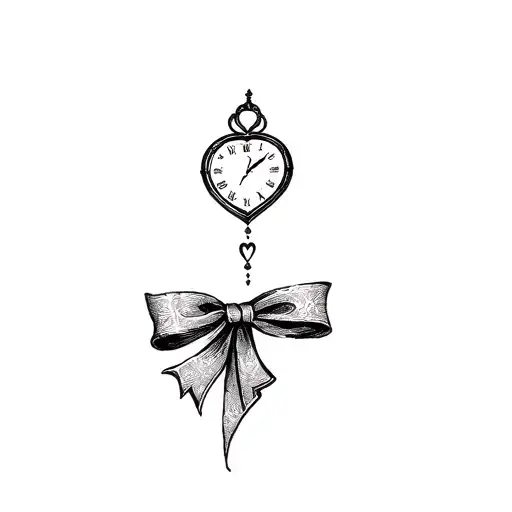 A Heartshaped Clock Face With A Bow