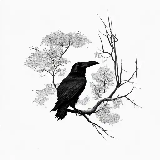 Raven With Branches