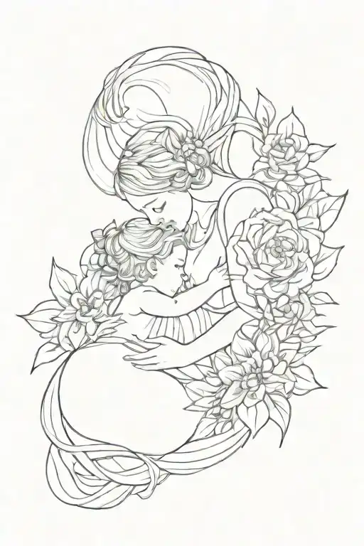 Mother And Child Flower Intertwined