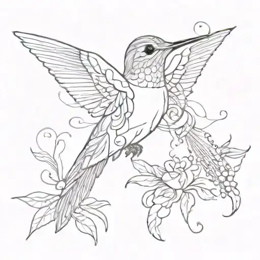 Humming Bird With Music Note Intertwined