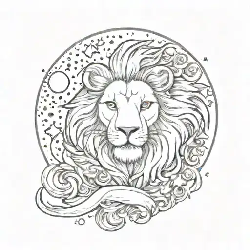 Moon With Lion And Stars