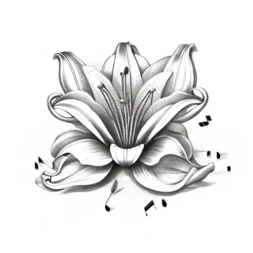 A Lily Flower Surrounded By A Sheet Music Border